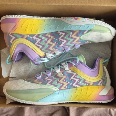 ANTA Basketball Low Top Sneakers Multicolor Chevron Lace-Up Rubber Sole Easter