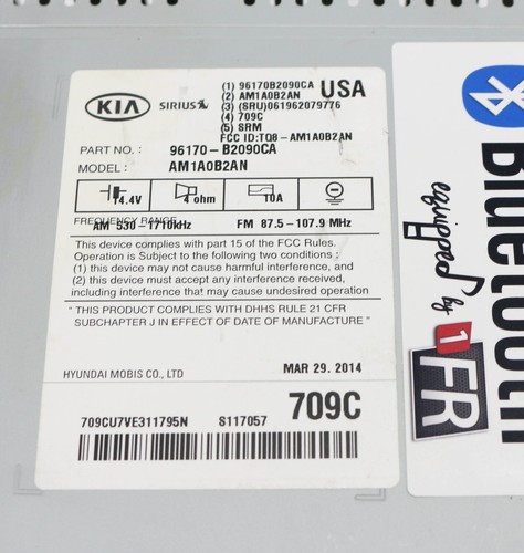 2014-2016 Kia Soul AM FM Radio mp3 Bluetooth & Satellite Capability 96170B2090CA - Foto 7 di 7