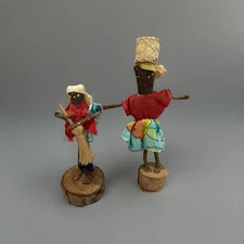 Vintage Folk Art Black Man Woman Handmade Pair