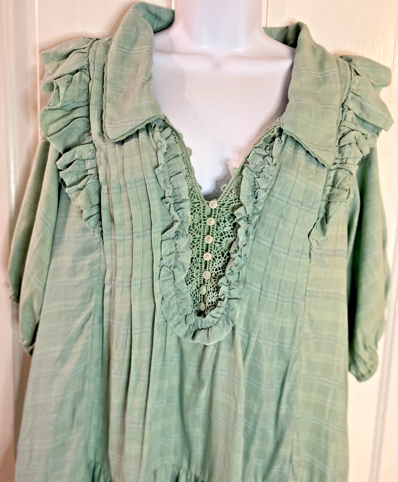 Nuevo con etiquetas Mini Vestido Free People Babydoll Volantes Verde Claro Talla S Foto 4 de 4