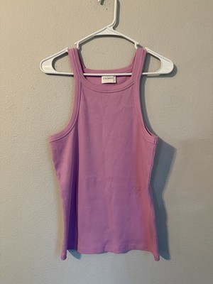 Women s CLOSED Brand Tank Organic Cotton L Pink Embroidered Quiet Luxury Preppy