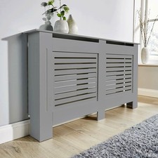 Grey Radiator Cover Wooden MDF Wall Cabinet Shelf Slatted Grill B-Seconds