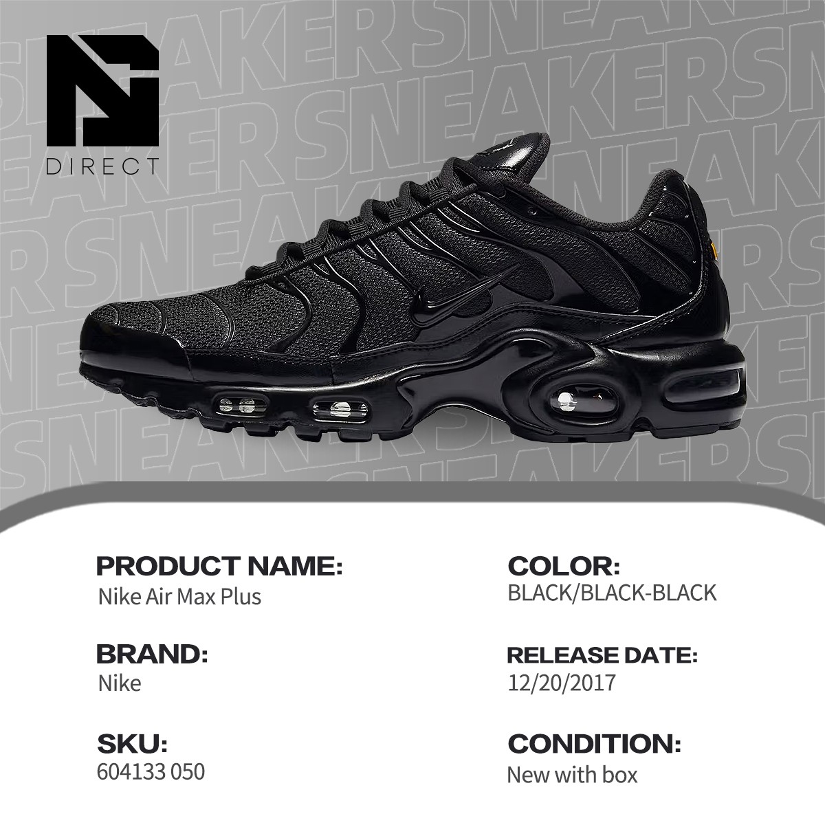 Size 11.5 - Nike Air Max Plus Low Triple Black for sale online | eBay