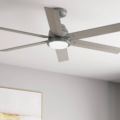 60" Hunter Gravity Matte Silver LED Smart Ceiling Fan - Picture 1 of 7