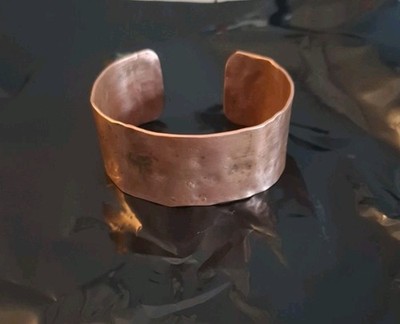 Vintage Rustic Solid Copper Cuff Bracelet Hand Forged Hammered 99.9% Copper 