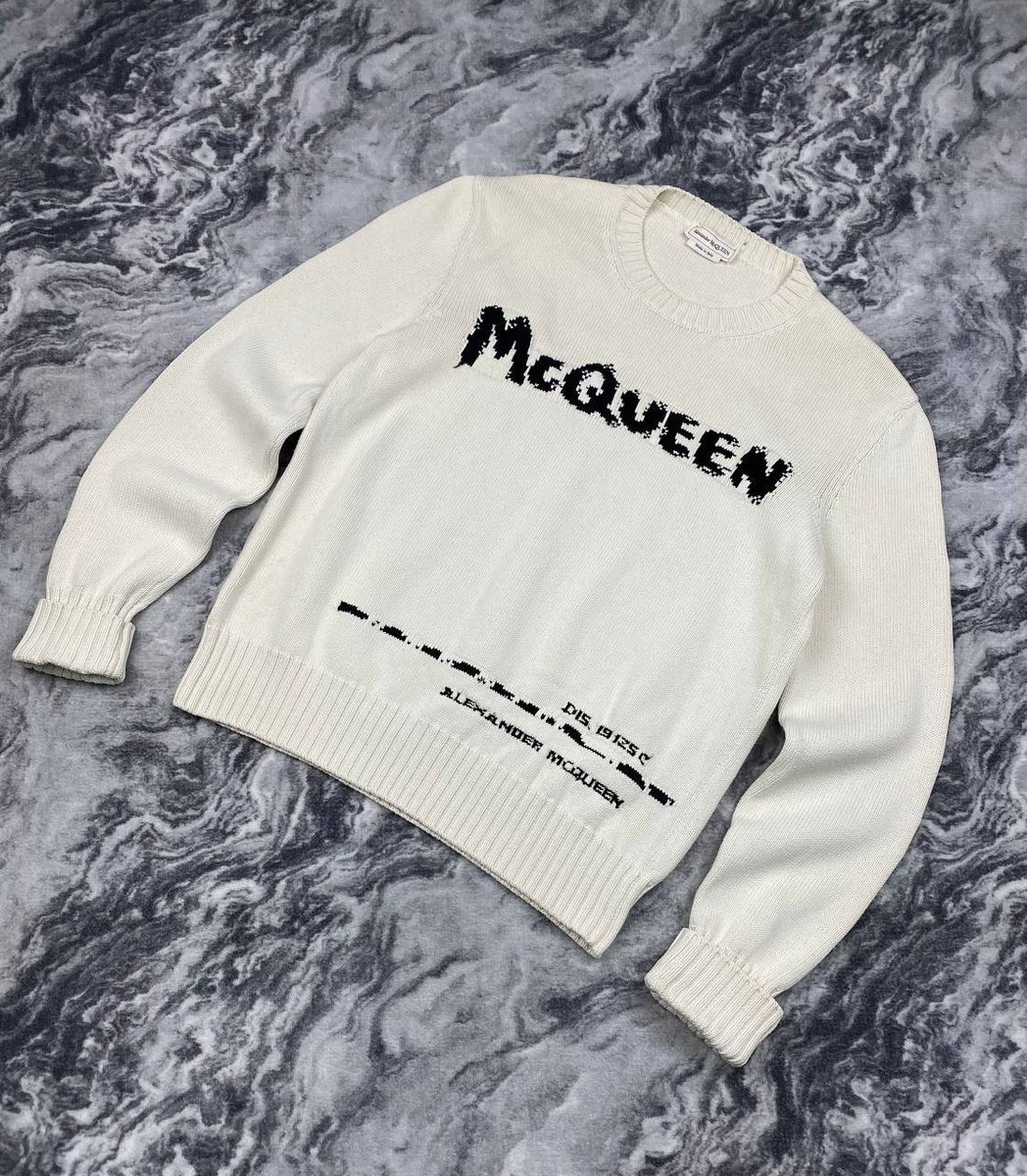 Alexander McQueen Knit Sweater Big Logo Men Size M White | eBay