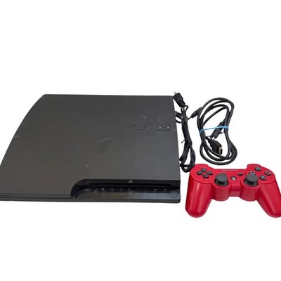 Sony PlayStation 3 PS3 Slim 160GB Console Black CECH-3001A Red Controller WORKS