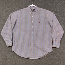 Ralph Lauren Dress Shirt Mens XL 17.5 Classic Fit Multi Stripe Button Down Blue
