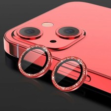 For iPhone 14 13 11Camera Lens Tempered Glass Protector Glitter Metal Ring Cover
