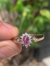 9ct gold diamond ruby ring vintage