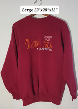Vtg 90s Virginia Tech Hokies Logo Athletic Maroon Embroidered Large Sweatshirt