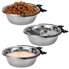 kathson Dog Kennel Bowls for Crates, 3 Pcs 3 Pcs-Diameter 8.5 in, Silver