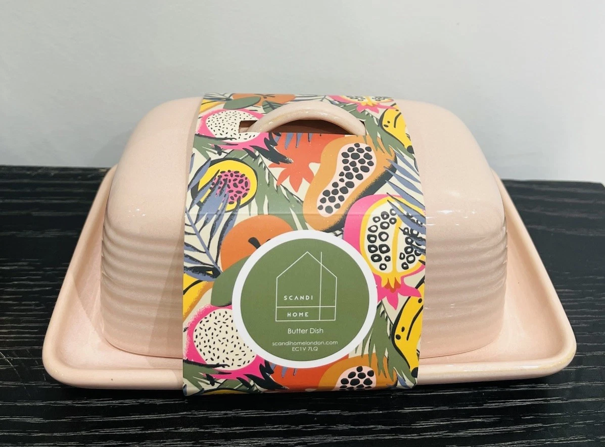 Scandi Home Pink Butter Dish with Ceramic Lid