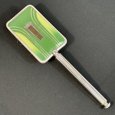 MCM Vintage Vanity Hair Brush Green Silver tone Eclectic Romantic Industrial