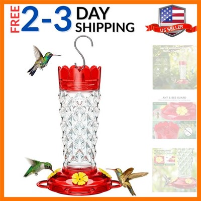 Glass Hummingbird Feeder, 13 OZ Hummingbird Feeders for Outdoors with Ant Moa...