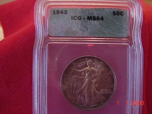 1943 Half Dollars Liberty Walking ICG MS64