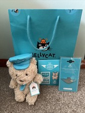 Jellycat  Harrods Bartholomew Bear Junior Pilot  + Airlines Pin + Sticker Set ✈️