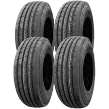 (QTY 4) ST225/75R15 Zeemax Fortress 1 Trailer 124/121L LRG Black Wall Tires
