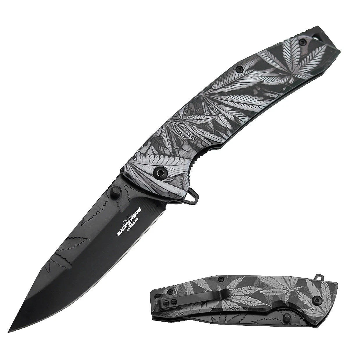 Stainless Steel Handle Black Tactical Collectible Folding Knives