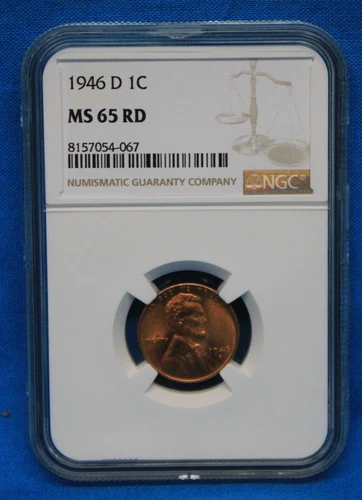 1946-D NGC Lincoln Wheat Cent Graded MS-65 RD NGC # 8157054-067