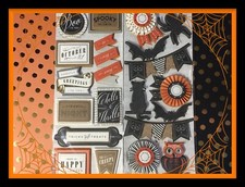 Anna Griffin SCARY HALLOWEEN Bundle 12x12 paper  2 3D Stickers .... BOO    3