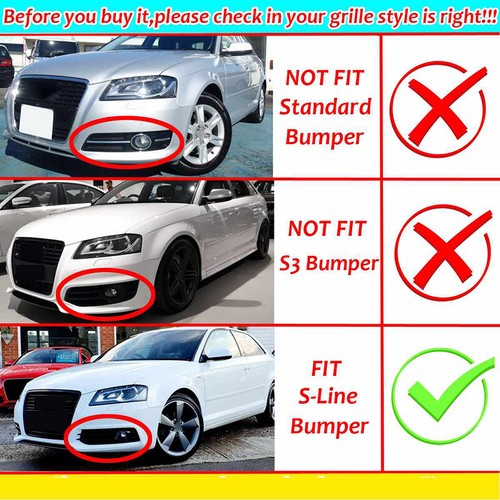 AJ HONEYCOMB FOG LIGHT GRILLE GRILL COVER MESH FOR AUDI A3 8P S LINE 2009-2012 - Foto 3 di 7