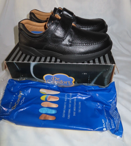 New!! DR. COMFORT SHOES Hook and Loop Strap Mens Black SIZE 12M SCOTT