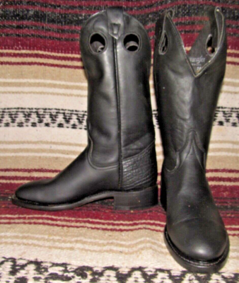 Vintage Checotah Black Leather Cowboy Boots Men 6.5 D Lady 8  display picture 1