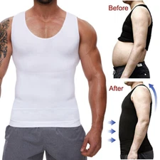 Men Slim Body Shaper Gynecomastia Belly Control Vest Top Compression Shirt Gym