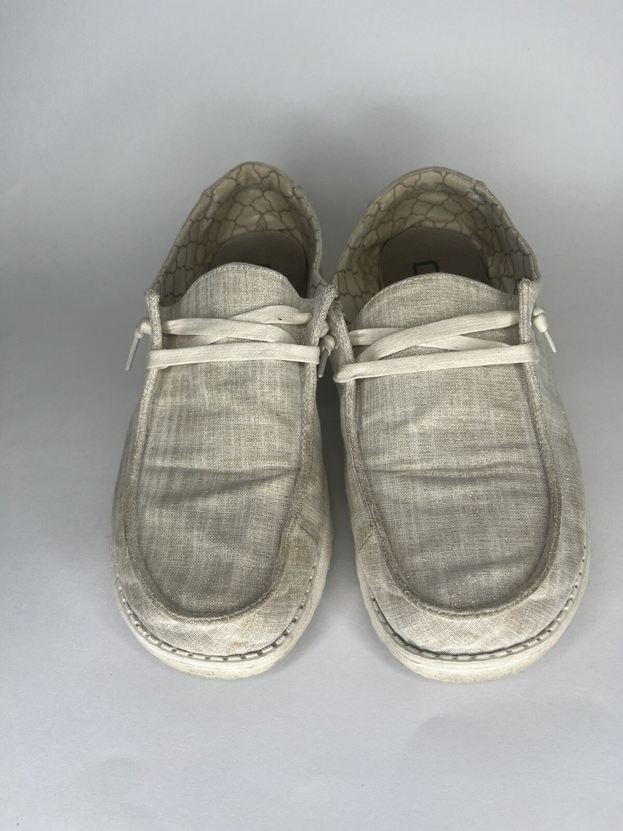 Hey Dude Wendy Sparkling Gold Shoes Women Size 41 US 10 Walking Comfort