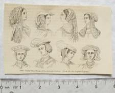 1860s engraving - ladies head-dresses of the sixteenth century