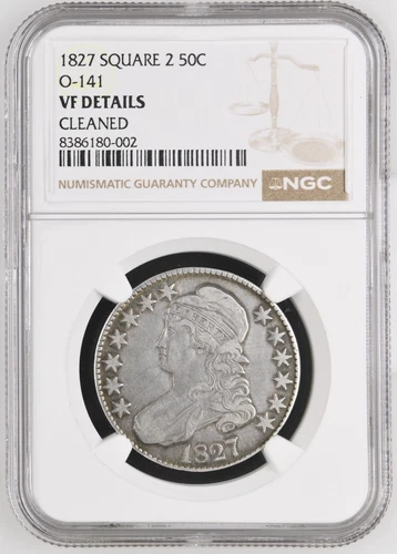 1827 Square 2 Capped Bust Half Dollar O-141 NGC VF Details