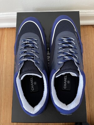 Brand New Chanel Men's Sneakers Size 44 (US 11) Navy Blue Trainers