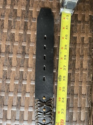 HTC Hollywood Trading Co Black Brown Belt Threaded Design Sz 34