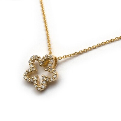 Roberto Münze neu 18K Gelbgold kleine Schätze Blume Anhänger Halskette 16-18''
