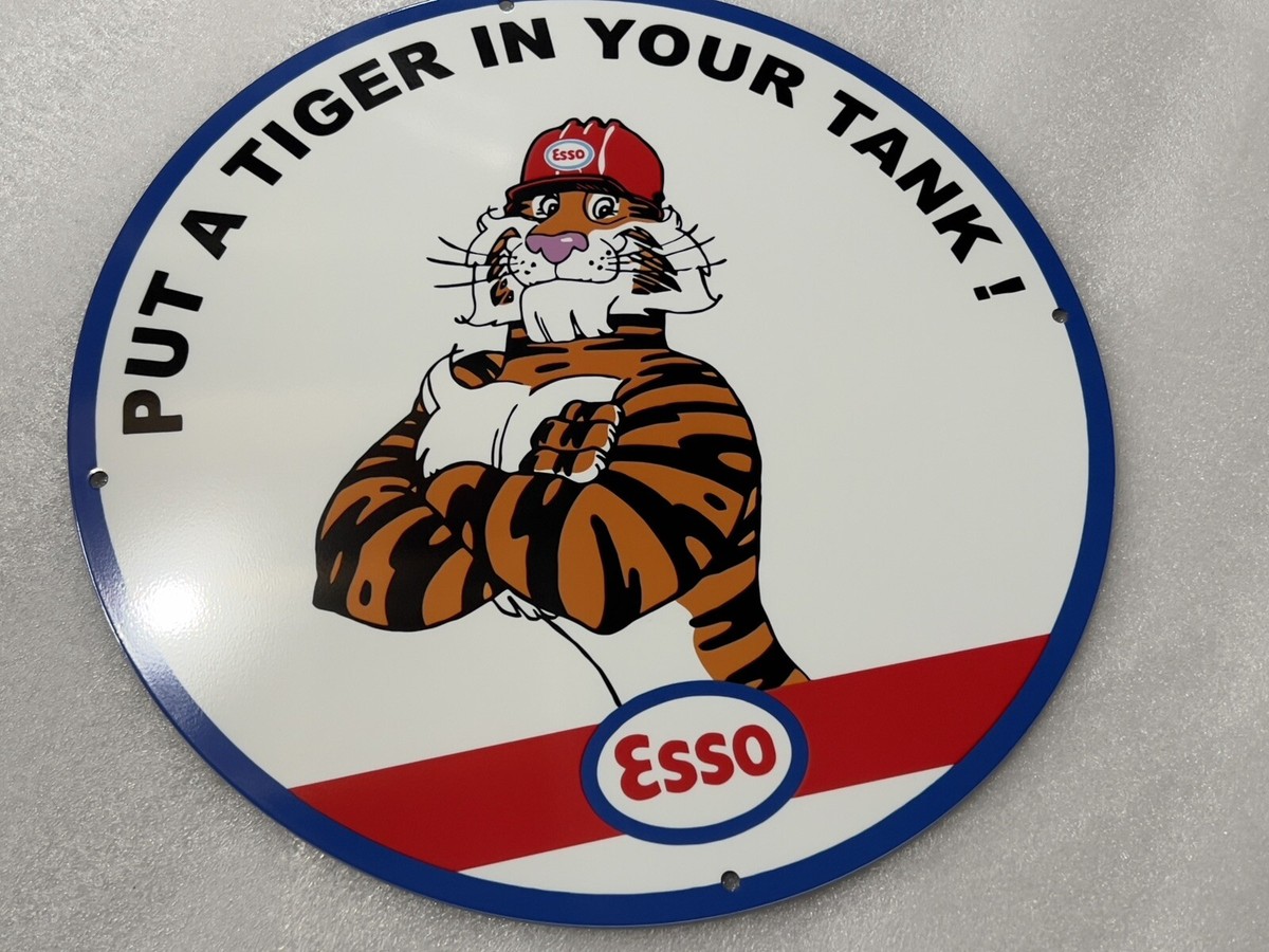 12in ESSO Tiger In Tank Vintage Style Heavy Steel Metal Sign | eBay