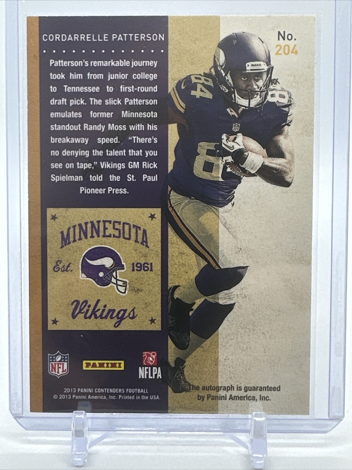 2013 Cordarrelle Patterson Rookie Auto Panini Contenders FRESH PULL eBay