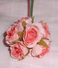 ROSE millinery Vintage style 6 silk PINK VP fabric flower pick ALEXANDER dolls