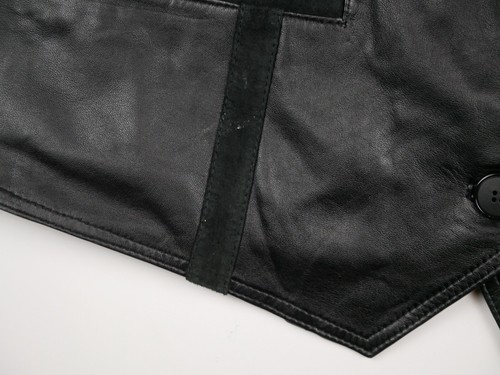VINTAGE 90s Leather Suede black grunge Mens Womens Jacket Waistcoat xxl large - Picture 4 of 12