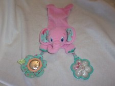 Bright Starts Lovey Security Blanket Plush Pink Elephant Mirror Rattle Flowers