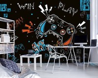 Consalnet Gaming Schlafzimmer Fototapete 312X219Cm Schwarz Controller Wandbild