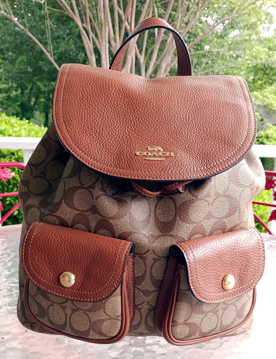 Coach Pennie C4611 Signature C Coated Canvas w/Leather Trim Brown