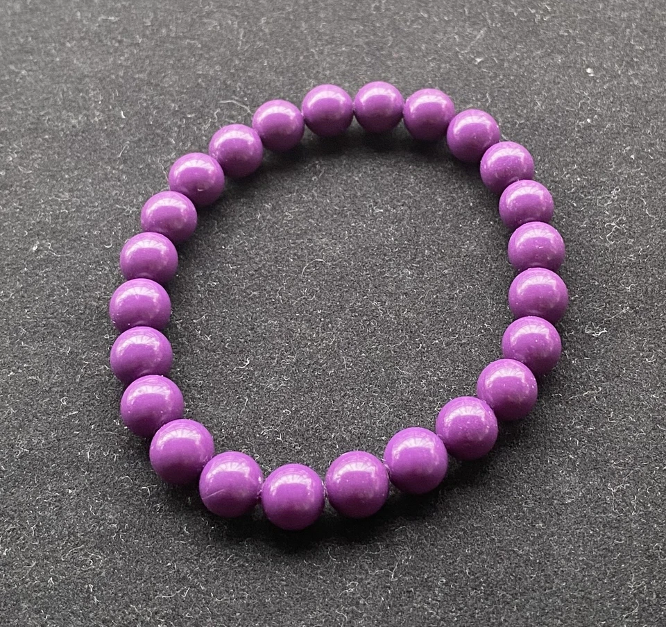 Brazalete de cuentas redondas de piedras preciosas de fosfosiderita de fuerza púrpura natural de 8 mm Reiki Foto 2 de 4