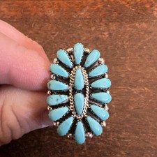 Navajo Cluster Ring Size 6 H Native American Womens Turquoise Very Nice Zuni