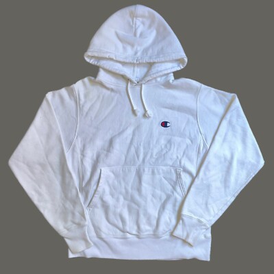 Champion Reverse-Weave Mens Womens Sweatshirt Hoodie White size Small 