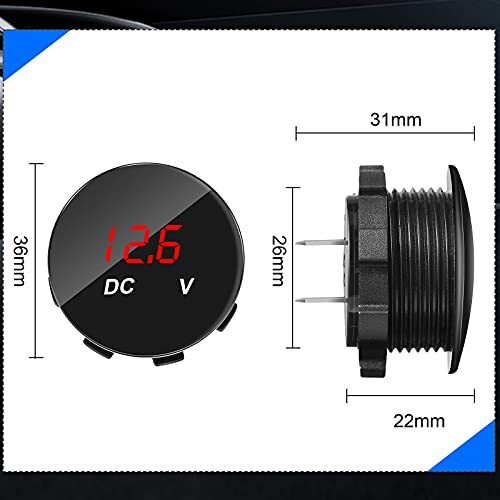 2 Stück DC 12-24 V Auto Voltmeter Mini Digital Display Spannungsmesser rot - Bild 3 von 8
