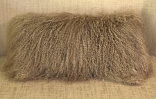 Mongolian lamb fur Pillow Mocha Tan New Camel cushion