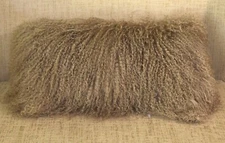 Mongolian lamb fur Pillow Mocha Tan New Camel cushion