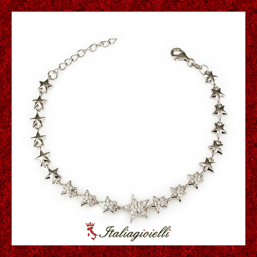 Favoloso Bracciale Stellato Donna in Argento 925 rodiato Oro Bianco - Foto 3 di 3