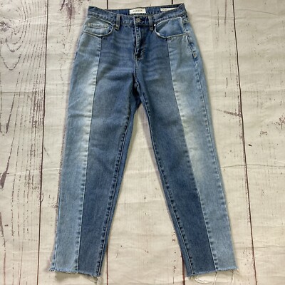 PacSun Size 26 Colorblock Patchwork Tone Cropped Jeans Raw